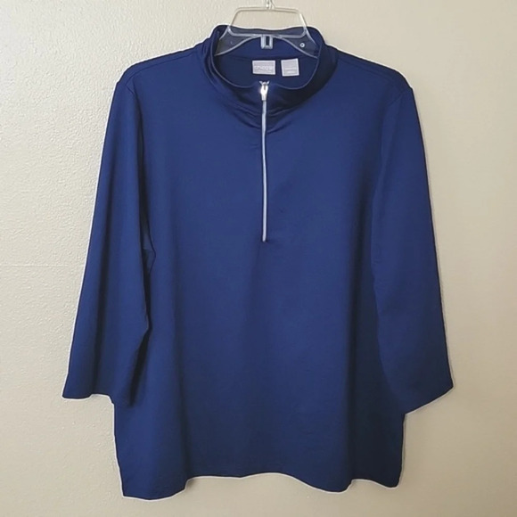Chico's Blue Quarter-Zip Sweatshirt - Picture 1 of 8